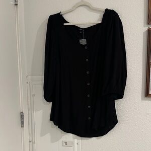 Torrid Black Button-Front Blouse